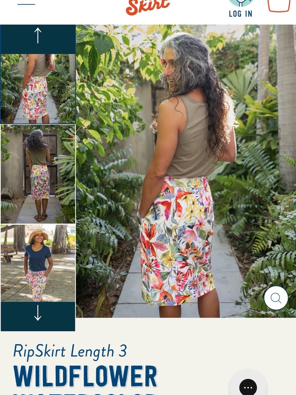 NEW RIP Skirt Hawaii Length 3 Wildflower Watercolor Pockets Quick Dry MEDIUM - Picture 2 of 14